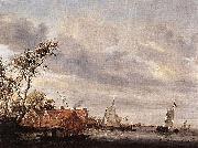 Salomon van Ruysdael River Scene with Farmstead painting